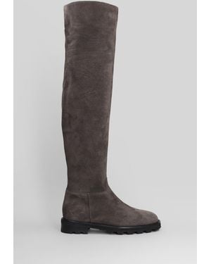 Roberto Festa Luz Low Heels Boots In Dark Brown Suede