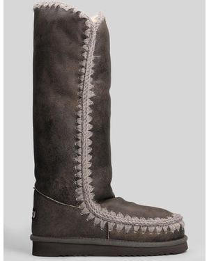 Mou Eskimo 40 Low Heels Boots In Brown Leather
