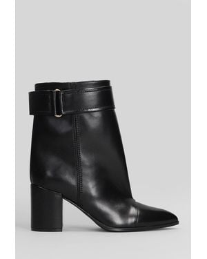 Lella Baldi High Heels Ankle Boots In Black Leather