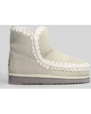 Mou Eskimo 18 Low Heels Ankle Boots In Gray Suede - Multicolor