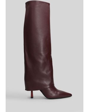 GISÉL MOIRÉ Emily Low Heels Boots In Bordeaux Leather - Brown
