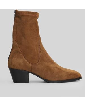Evaluna Texan Ankle Boots In Leather Color Suede - Brown