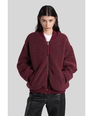 Laneus Bomber Jacket In Bordeaux Wool - Red