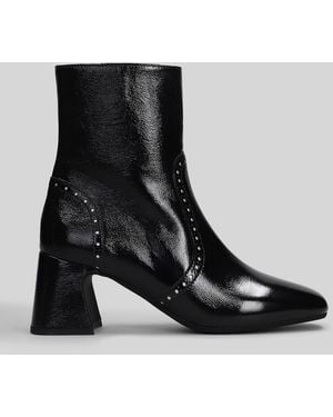 Evaluna High Heels Ankle Boots In Black Leather