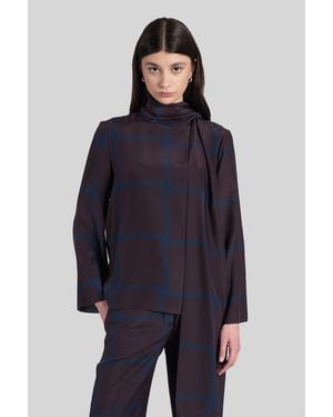 Gianluca Capannolo Antonia Scarf Blouse In Bordeaux Silk - Blue