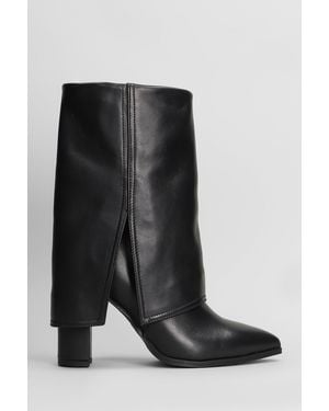 GISÉL MOIRÉ Ducie High Heels Ankle Boots In Black Leather