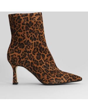 The Seller High Heels Ankle Boots In Animalier Suede - Brown
