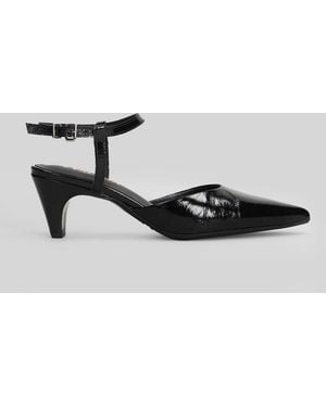 Evaluna Pumps In Black Leather - Gray