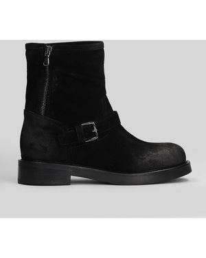Julie Dee Low Heels Ankle Boots In Black Suede