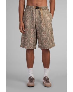 White Sand Shorts In Green Linen - Natural