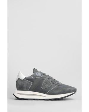 Philippe Model Sneakers Tropez Haute Low in Camoscio e Tessuto Grigio