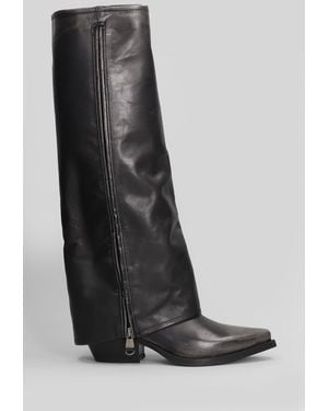 METISSE Texan Boots In Black Leather