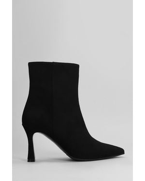 Evaluna High Heels Ankle Boots In Black Suede