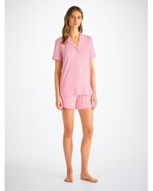 Derek Rose Short Pyjamas Lara Micro Modal Stretch Ballet - Pink