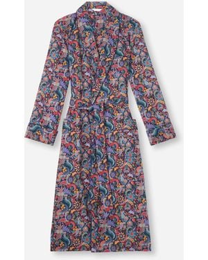 Derek Rose Dressing Gown Cotton Batiste Jungle Paisley Print - Multicolour