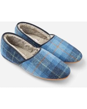 Derek Rose Slippers Crawford Suede Sheepskin - Blue