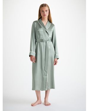 Derek Rose Long Dressing Gown Bailey Silk Satin - Multicolour