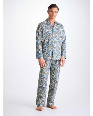 Derek Rose Classic Fit Pajamas Cotton Batiste Jungle Paisley Print - Blue