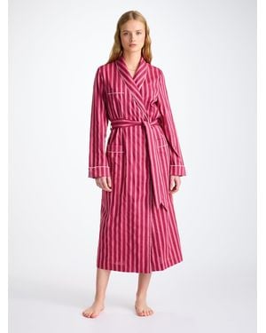 Derek Rose Dressing Gown Capri 25 Cotton Batiste - Red