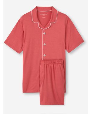 Derek Rose Short Pyjamas Basel Micro Modal Stretch Apple - Red