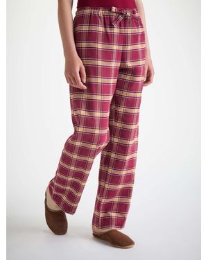 Derek Rose Lounge Trousers Kelburn 48 Brushed Cotton - Red