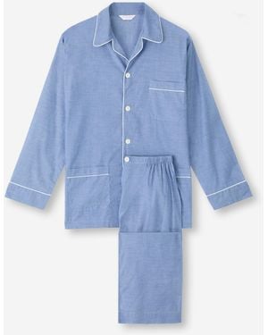 Derek Rose Classic Fit Pyjamas Amalfi Cotton Batiste - Blue