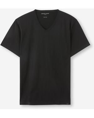 Derek Rose V-Neck T-Shirt Barny Pima Cotton - Black