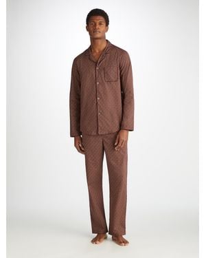 Derek Rose 'Modern Fit Pyjamas Ledbury 72 Cotton Batiste - Brown