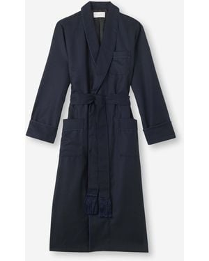 Derek Rose Dressing Gown Westminster 2 Wool - Blue