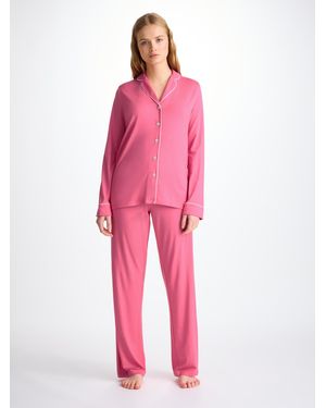Derek Rose Pyjamas Lara Micro Modal Stretch Flamingo - Pink