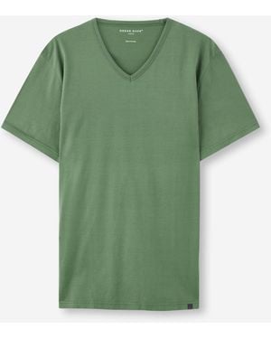 Derek Rose V-Neck T-Shirt Barny Pima Cotton - Green