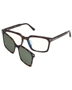 Tom Ford Ft6153-D-B Clip On Rectangular Sunglasses - Black