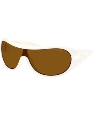 Miu Miu Mu B14Su Ivory Shield Wrap Sunglasses - Black