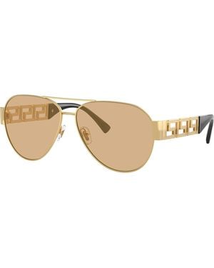 Versace Ve2289 Greca Aviator Sunglasses - Black