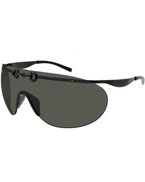 Gucci Gg1656S Horsebit Oversized Shield Sunglasses - Black