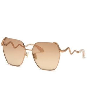 Roberto Cavalli Src035M Rose Metal Snake Sunglasses - Black