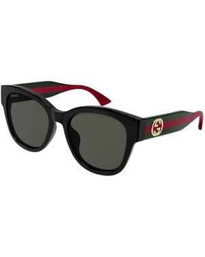 Gucci Gg1866Sk Striped Temple Sunglasses - Black