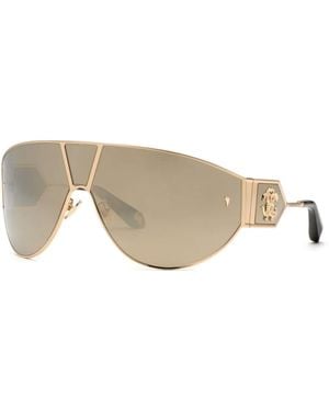 Roberto Cavalli Src093 Rose Mirror Mask Sunglasses - Black