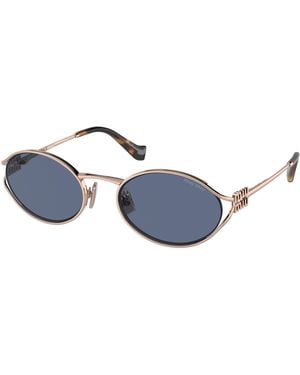 Miu Miu Mu52Ys Rose Oval Metal Sunglasses - Black