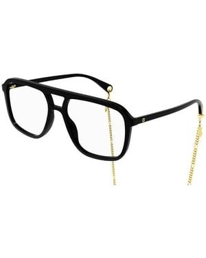 Gucci Gg1078O Chain Pilot Frames - Black