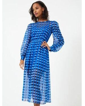 French Connection Marine Edeline Hallie Crinkle Midi Dress - Blue
