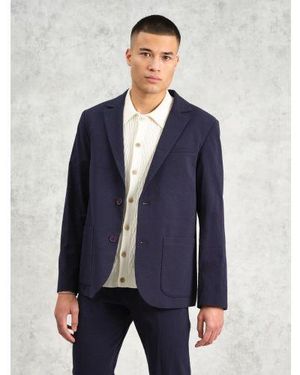 Wax London Fintry Seersucker Blazer - Blue