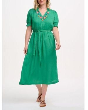 Sugarhill Folk Floral Embroidery Carlota Midi Dress - Green