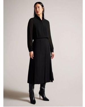 Ted Baker Half Placket Stand Collar Blouse - Black