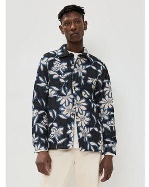 Wax London Ecru Otto Overshirt - Blue