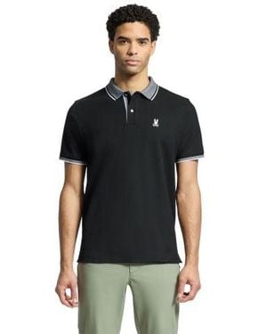 Psycho Bunny Evandale Oxford Collar Pique Polo Shirt - Black