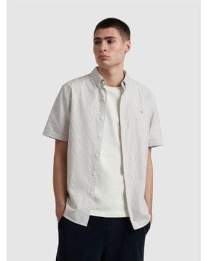 Farah Stained Oak Brewer Striped Shirt - Grey