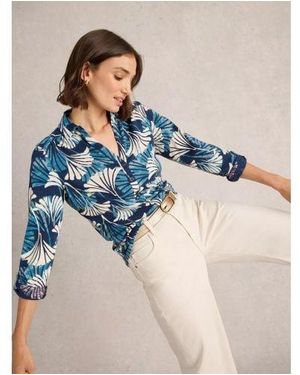 White Stuff Print Annie Jersey Shirt - Blue