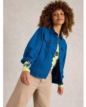 White Stuff Bright Camille Linen Jacket - Blue