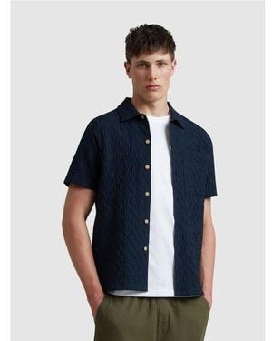 Farah True Finn Textured Shirt - Blue